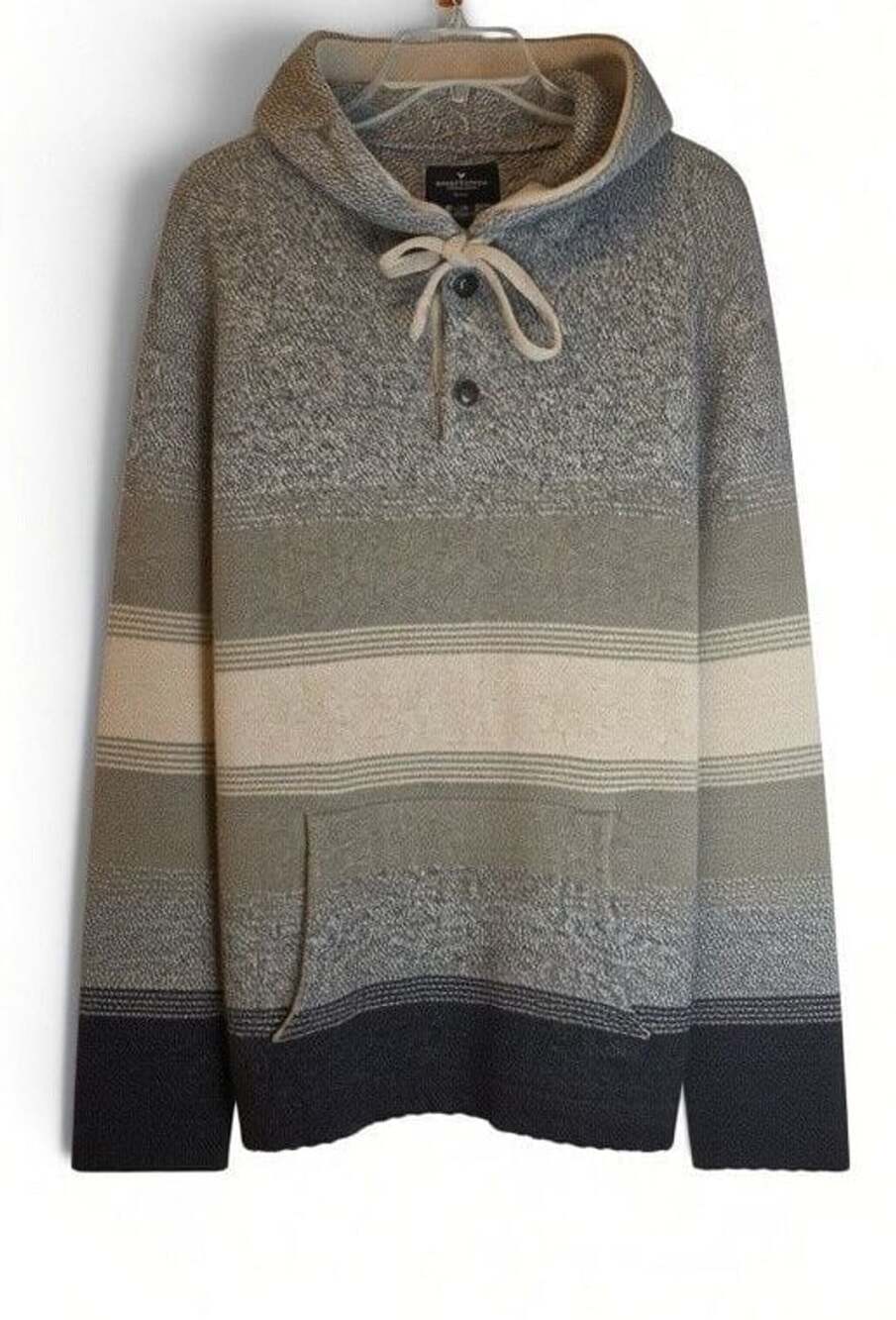 American Eagle Outfitters Striped Knit Hoodie L